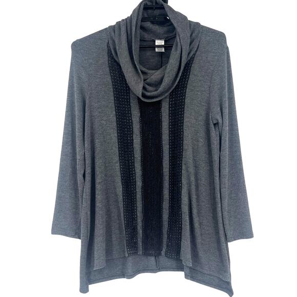 Y2K Casting Cowl Neck Tunic Womenst Top Sz M Boho Crochet Lace Knit US Cozy Fall - Picture 1 of 8